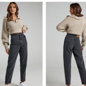 Levi's Red Tab High Rise Loose Tapered Gray Denim Jeans, Size 26